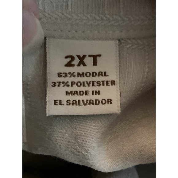 Caribbean Shirt Sz 2XLT Tan Cream Wood Button Modal Blend Tropical Hawaiian - Picture 9 of 9